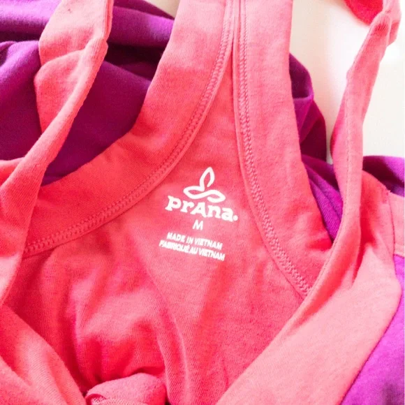 Prana Womens Racerback Tank Dress In Fuchsia & Coral Stretch Fabric M - Picture 4 of 8